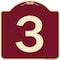 Signmission Designer Series Sign W/ Number 3, Burgundy Heavy-Gauge Aluminum Sign, 18" x 18", BU-1818-22896 A-DES-BU-1818-22896 - alternate 1